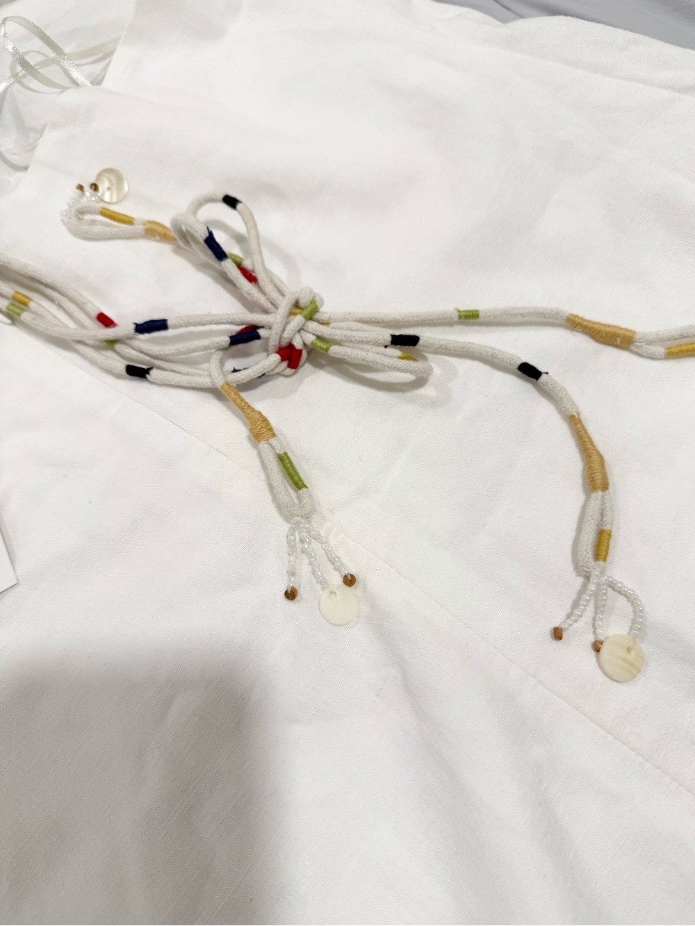 NWT Zara White Linen Halter Mini Dress with Beaded Shell/Coin Accents. Size Smal - Picture 14 of 14